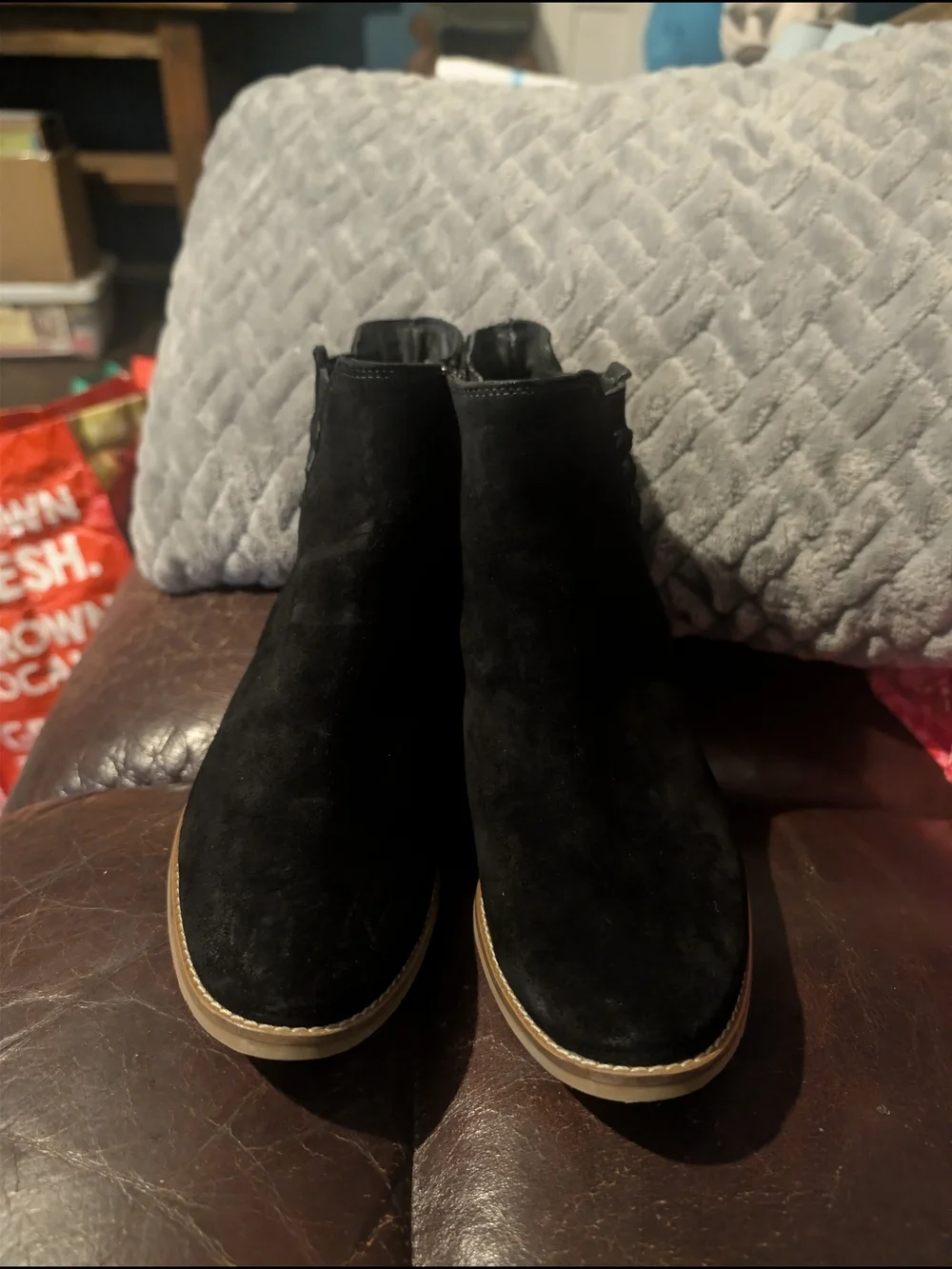 Paul Green Bueno Black Suede Cutout Ankle Boot with Stacked Heel